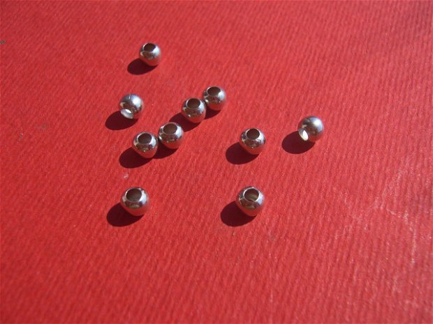 Margele sferice din argint rodiat aprox 4 mm