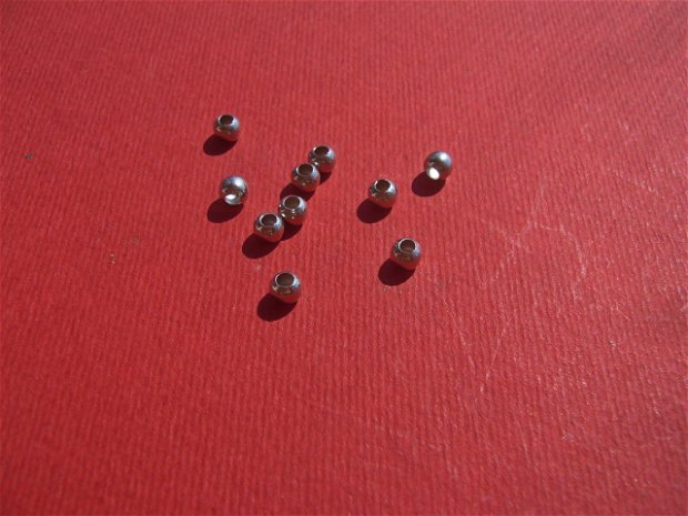 Margele sferice din argint rodiat aprox 4 mm