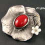 9112 - Element decorativ, aliaj metalic, argintiu, floare, brosa