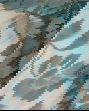 Perdea turcoaz cu flori-NOUA