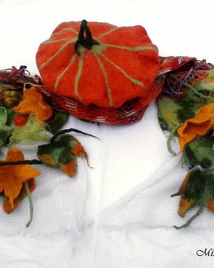 Basca si fular impaslite si crosetate - Pumpkin