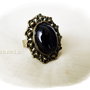 Inel cu cabochon agata neagra