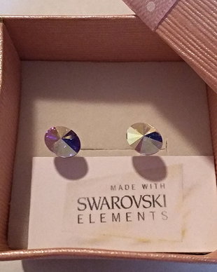 Cercei argint cu piatra Swarovski Rivoli Oval 8x6mm Crystal AB