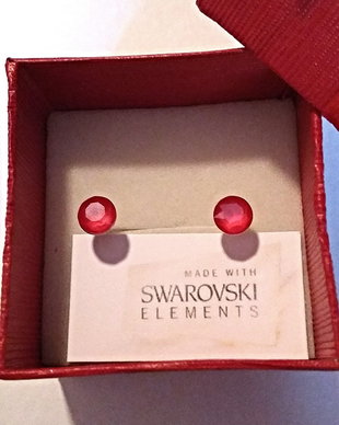 Cercei argint cu piatra Swarovski Chaton 6mm Crystal Royal Red