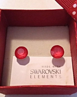 Cercei argint cu piatra Swarovski Chaton 8mm Crystal Royal Red