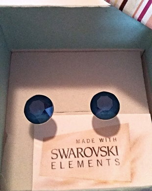 Cercei argint cu piatra Swarovski Chaton 8mm Crystal Royal Blue
