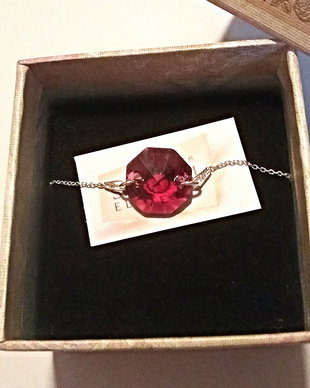 Bratara argint cu piatra Swarovski Octogon 14mm Ruby