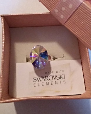 Inel argint cu piatra Swarovski Rivoli Oval 14x10,5mm Crystal AB