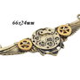 9125 - (1buc)  Pandantiv, aripi inger, rotite / mecanisme de ceas, steampunk, bronz, alama, auriu
