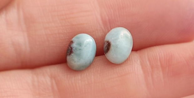 Cercei micuti cu Larimar Dominican - 6 x 8 mm -  Cercei Larimar cu surub  - Cercei Zen