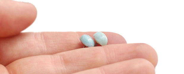 Cercei micuti cu Larimar Dominican - 6 x 8 mm -  Cercei Larimar cu surub  - Cercei Zen