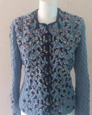 jacheta Geparda jeans tricotata manual