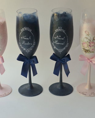 Pahare miri personalizate roz vs. bleumarin