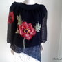 Bluza neagra cu mac rosu impaslit 3D - vandut
