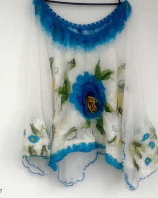 Bluza din plasa mohair cu mac 3D impaslit himalayan - vandut