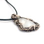 Colier tribal cu Moonstone , piele si lut polimeric modelat manual