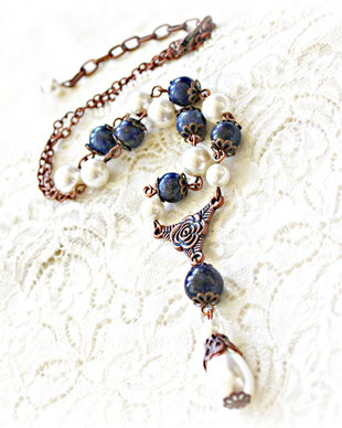 Colier Perle si lapis lazuli