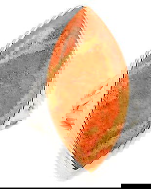 Ag386 - Inel, argint 925, coral natural italian, elipsa