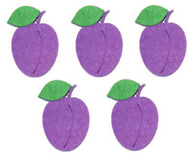 Figurine din fetru- prune- 4.5cm (5/set)