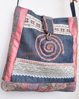 geanta denim pastel rose somon