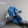 REZERVAT♥Butoni camasa cu baza argintie&druzy