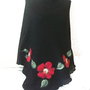 Poncho cu aplicatie de flori de lana si matase naturala impaslite