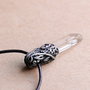 Colier tribal Lemurian Seed Quartz , piele si lut polimeric modelat manual