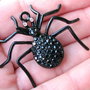 9025 - Pandantiv, paianjen, aliaj metalic, rhinestones, negru