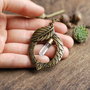 Colier cu Lemurian seed Quartz - Colier cristal de cuart & elemente vegetale bronz