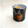 Cutie neagra cu flori orange , Cutie cu flori presate Cutie pentru bijuterii