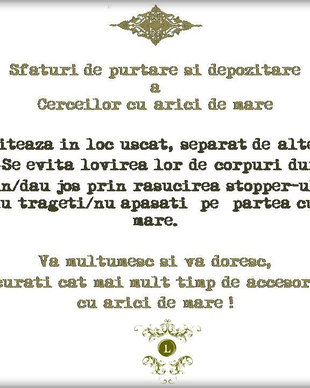 Cercei frajuri cu sarma rasucita si arici de mare