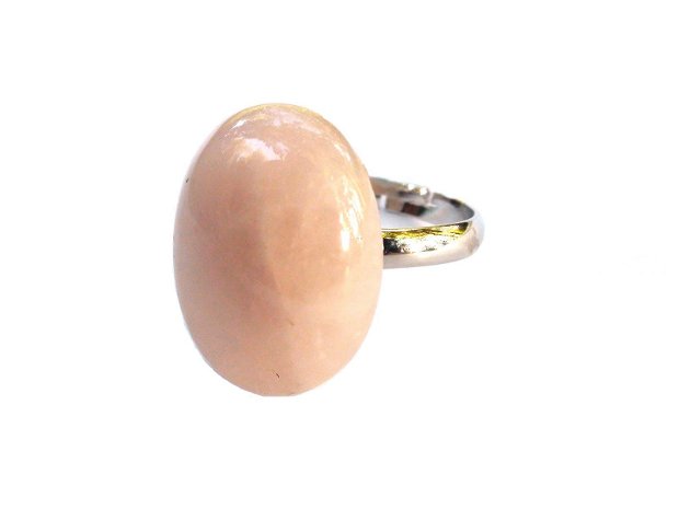 Inel delicat din Argint 925 si Cuart roz oval  IN319  Inel roz, inel romantic, inel pietre semipretioase, inel reglabil