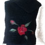 Poncho, capalet de mohair cu flori de lana impaslite