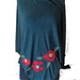 Poncho cu aplicatie de flori de lana si matase naturala impaslite