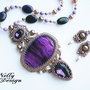 "Crimson Sunset" - set colier si cercei, bead-embroidery