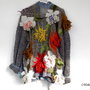Jacheta, pulover, cardigan crosetat cu flori impaslite