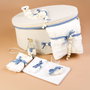 Trusou botez complet si cutie baietel, Cutie trusou botez bleu, Set complet biserica cutie si trusou botez