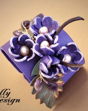 REZERVAT "Violet" - Bratara piele naturala