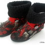 Ghete de toamna/ primavara impaslite si crosetate - Black&Red