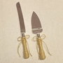 Set tort rustic simplu, Set cutit si paleta traditional pentru tort, Set nunta cutit si paleta rustic iuta