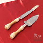 Set tort rustic dantela, Set cutit si paleta traditional pentru tort, Set nunta cutit si paleta rustic iuta dantela