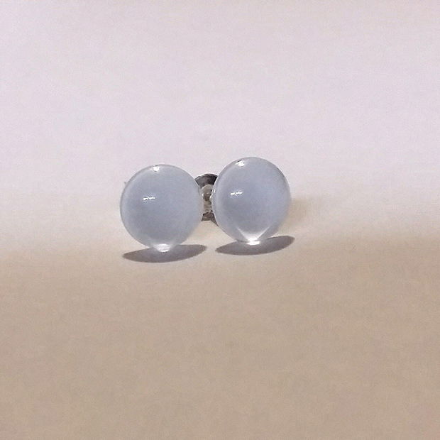 Cercei argint cu piatra Swarovski Perle 7mm Powder Blue