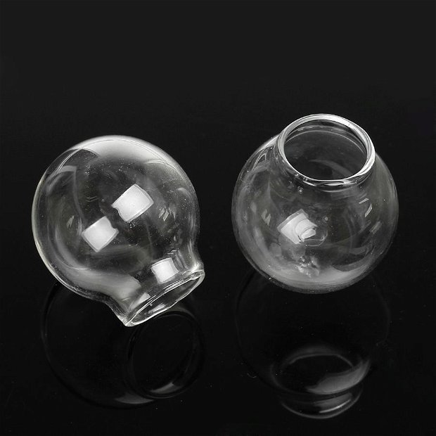 1set Pandantiv glob sticla si capac argintiu 25x24mm DV0050