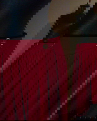 FUSTA BAVAREZA STOFA LANA FIARTA ROSU CU BRODERIE