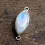 Conector Moonstone Albastru - forma marquise - in rama  argintata