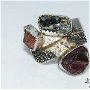 Inel din argint 925 cu alexandrit, granat şi rubin brut