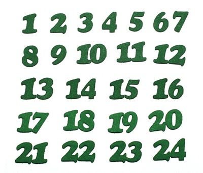 Figurine din fetru- numere advent 1-24 verde- PP29221