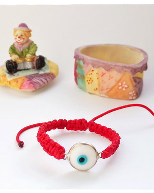 Bratara bebe cu evil eye argint si Cutiuta Cadou Model2