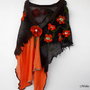 Sal din tricot cu flori orange impaslite - rezervat