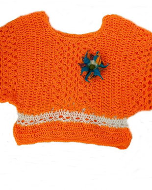 Pulover crosetat orange - vandut